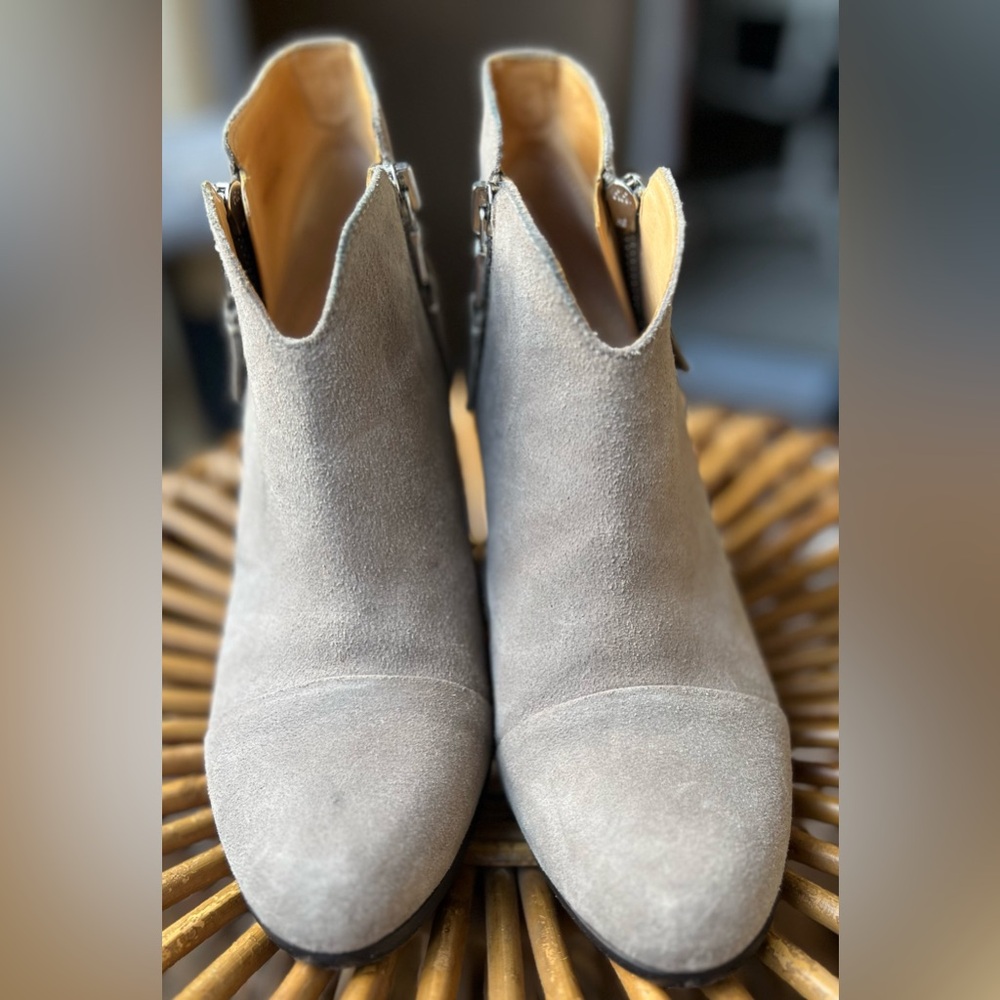 Rag & Bone Gray Suede Side Zip Block Heeled Ankle Booties EU 37